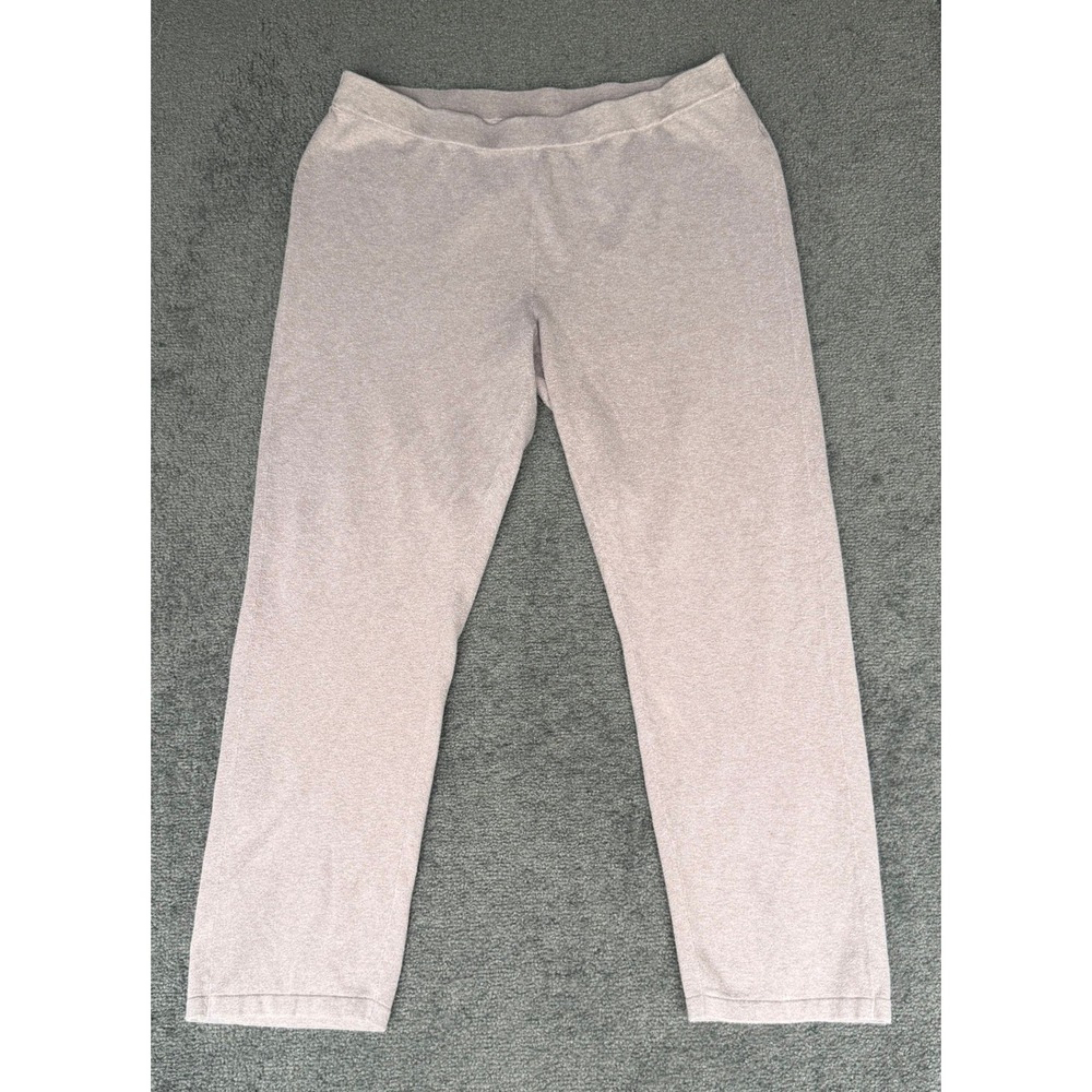Chicos Zenergy Knit Pants Womens 2 Large Tan Cotton Cashmere Blend Lounge 3227